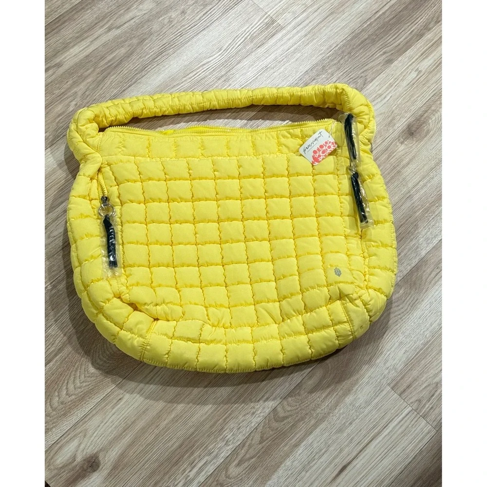Free People Movement RARE Quilted Carryall Bag Sour Citrus Yellow Puffer NWT